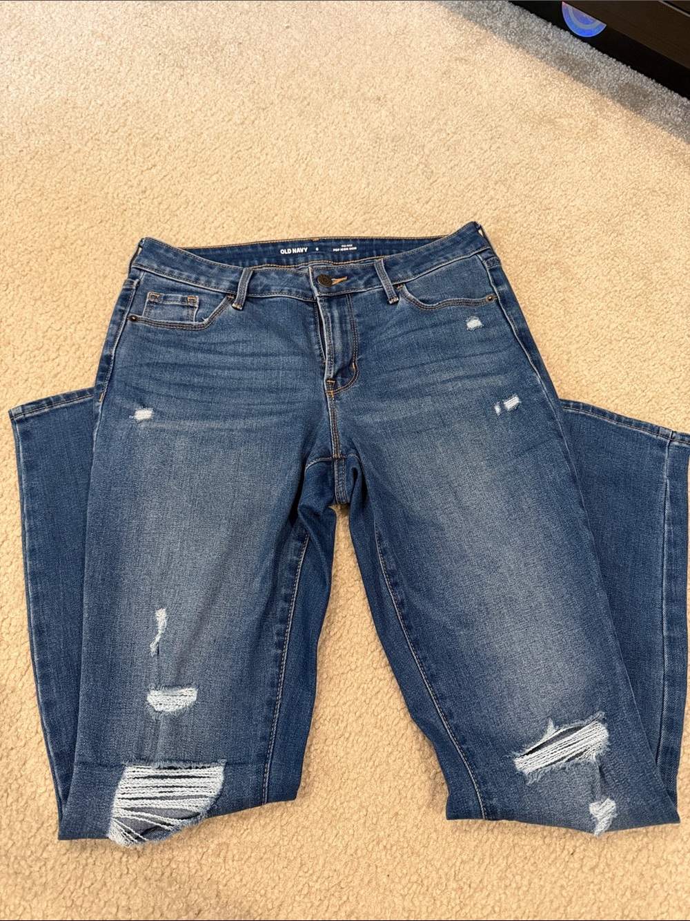 Old Navy Women's Distressed Pop Icon Skinny Blue Jeans